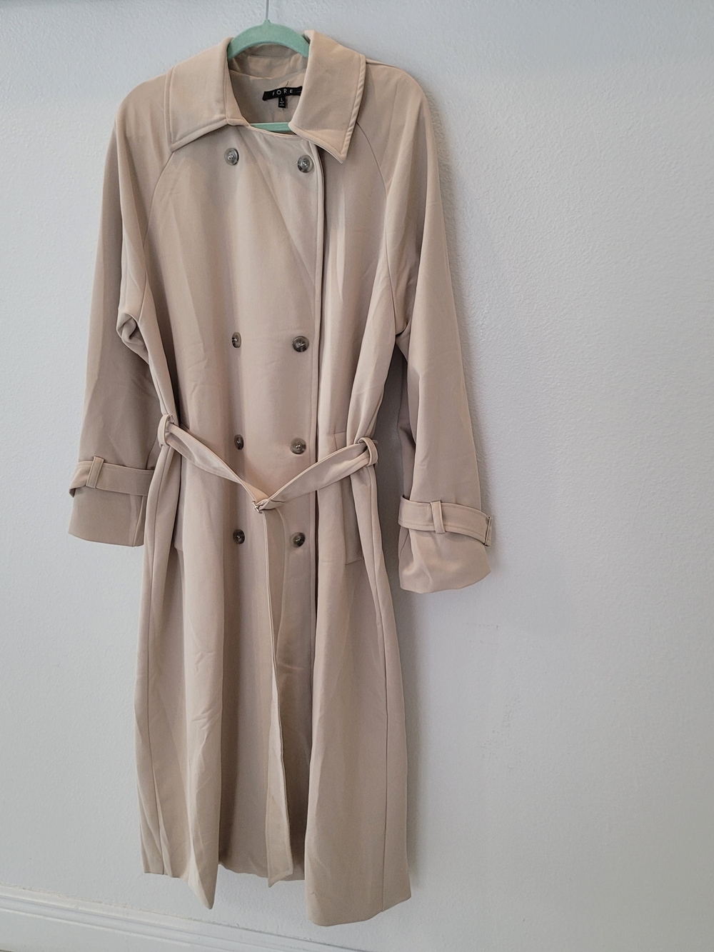 Fore Womens Belted Trench Coat - Beige Size L - Picture 5 of 10